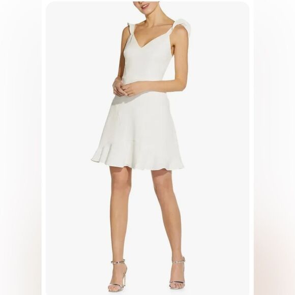 Aidan Mattox IVORY Crepe Cocktail Dress - Picture 1 of 9